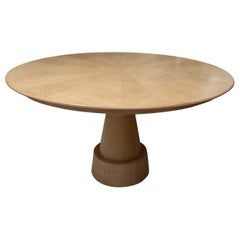 Vintage French Cerused Oak Circular Table