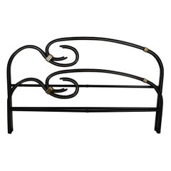 Vintage Art Deco Revival Black Gold Flattened Metal Tube Queen Bed by Michele Archiutti