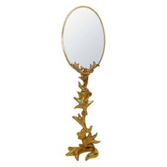 Gilded Sculptural Standing Mirror by Georges Mathias for Fondica, 1990s