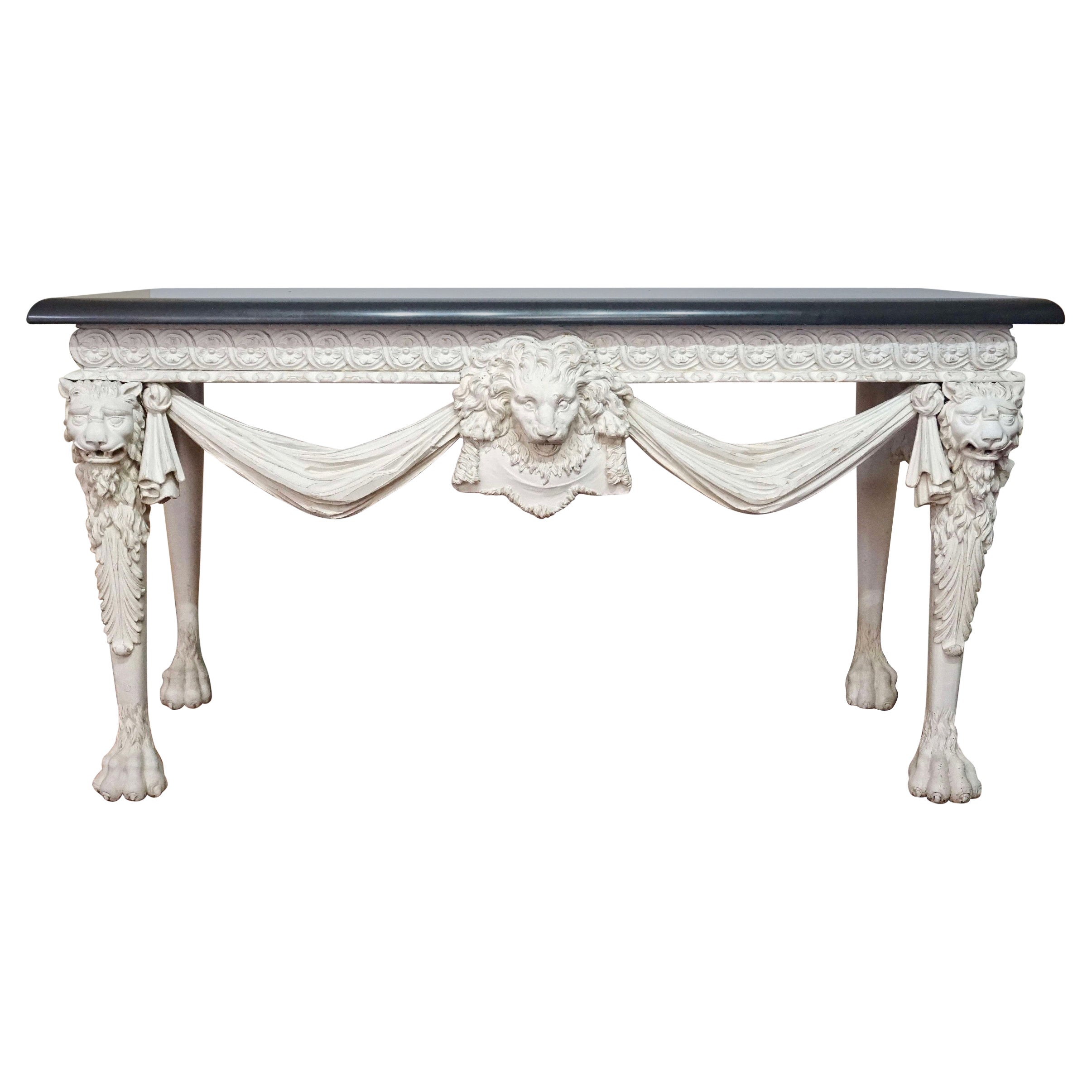 George II Style Marble Top Painted Side Table in the Manner of William Kent