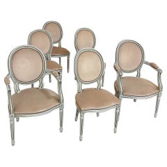 Set of 6 Antique French Louis XVI Dining Chairs Includes 2 Armchairs