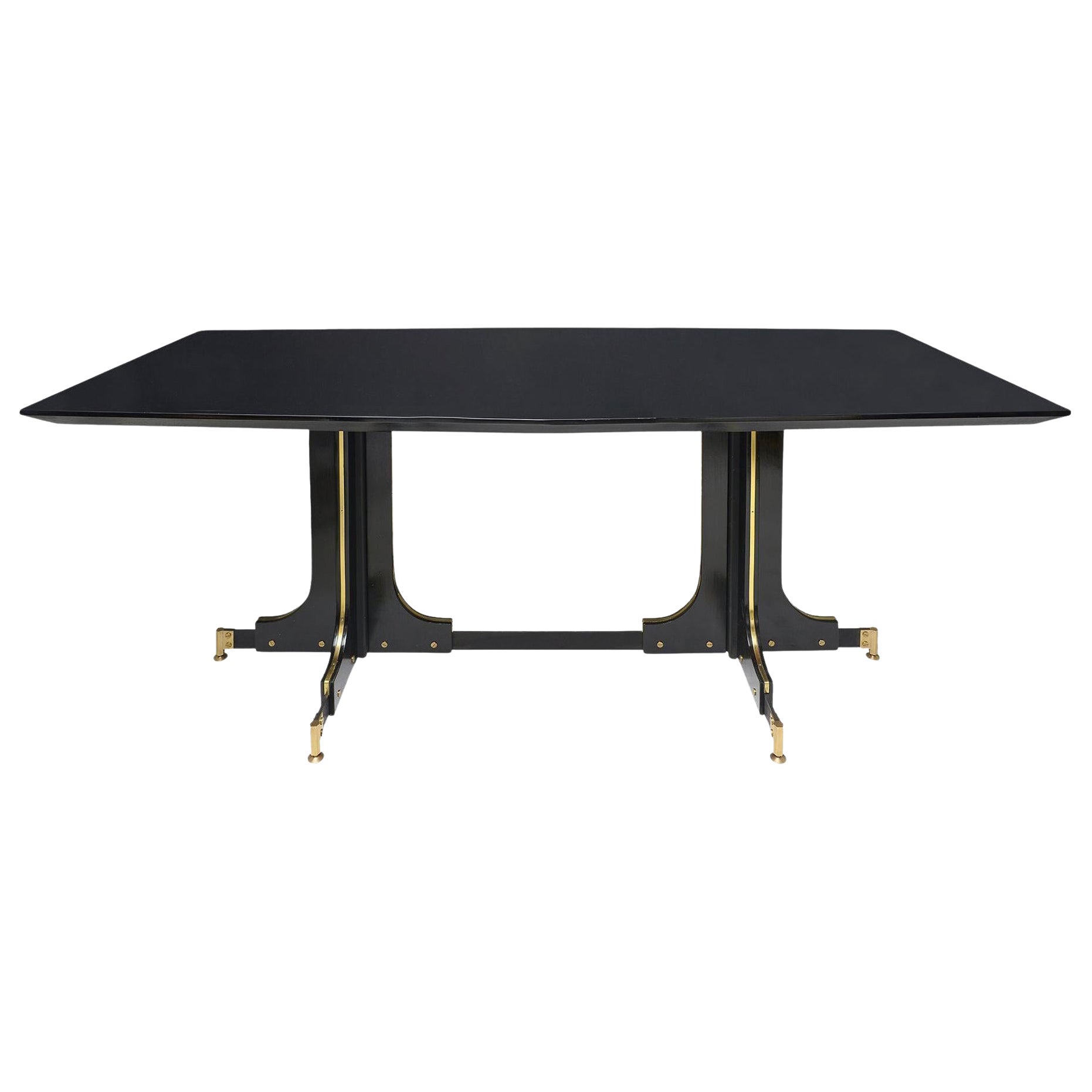 Vintage Italian Ebonized Table with Bronze Details For Sale