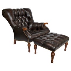 Leather Leopold Chair & Ottoman by Stickley