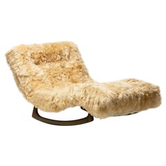Adrian Pearsall Chaise Lounge Rocker Newly Upholstered in Soft Peruvian Alpaca