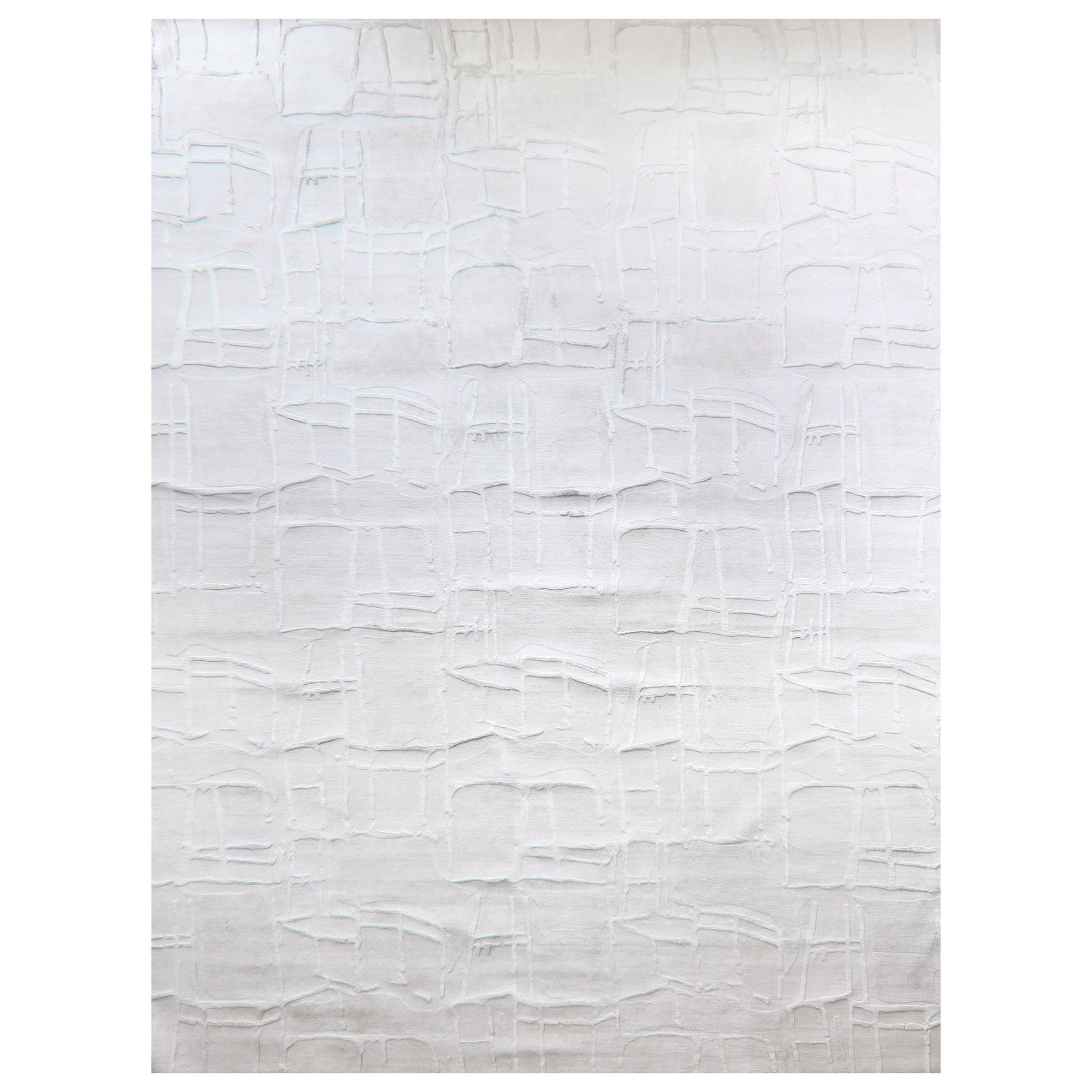 Tapis blanc en laine mérinos/soie à tissage croisé Eskayel, Quotidiana, Lefko en vente
