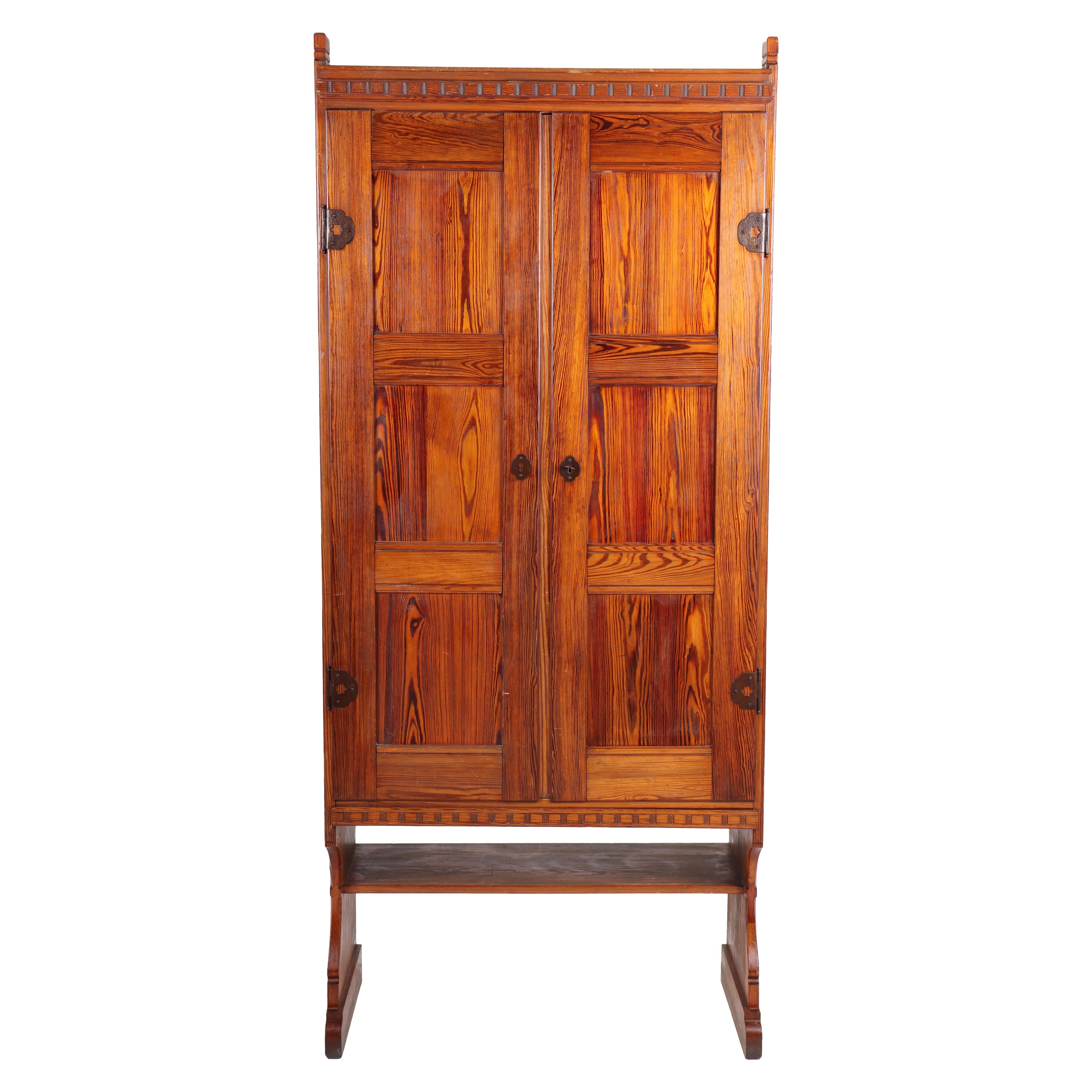 Tall Cabinet in Solid Patinated Pine Designed by Martin Nyrop for Rud Rasmussen For Sale