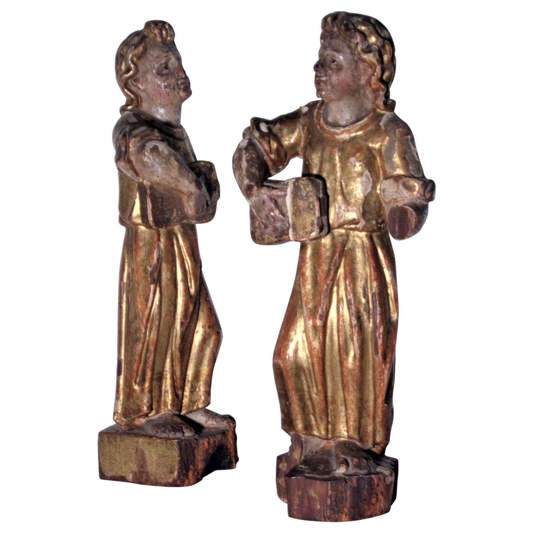  Anges italiens du XVIIIe siècle sculptés et dorés