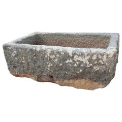 Used French Carved Rectangular Stone Trough, Circa 1850