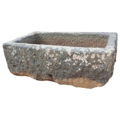 Antique French Carved Rectangular Stone Trough, Circa 1850