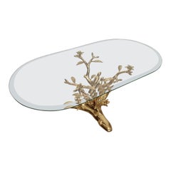 "Willy Daro" Brass and Glass Tree Coffee Table, Belgium