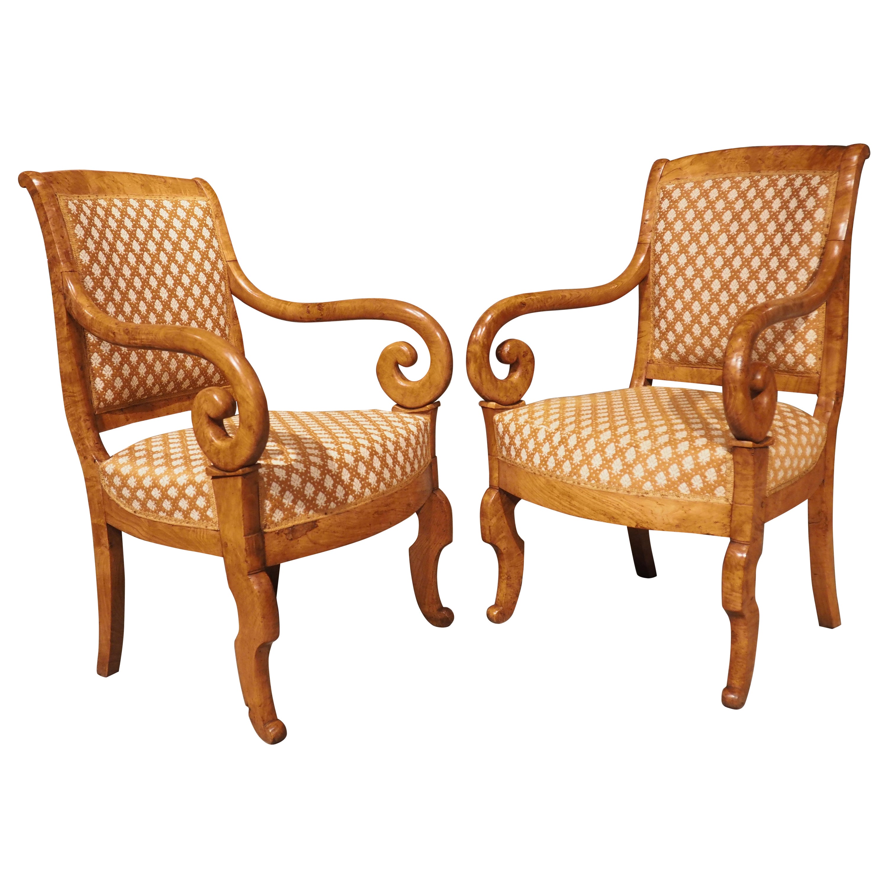 Pair of Antique French Elmwood Louis Philippe Armchairs, Circa 1840 For Sale