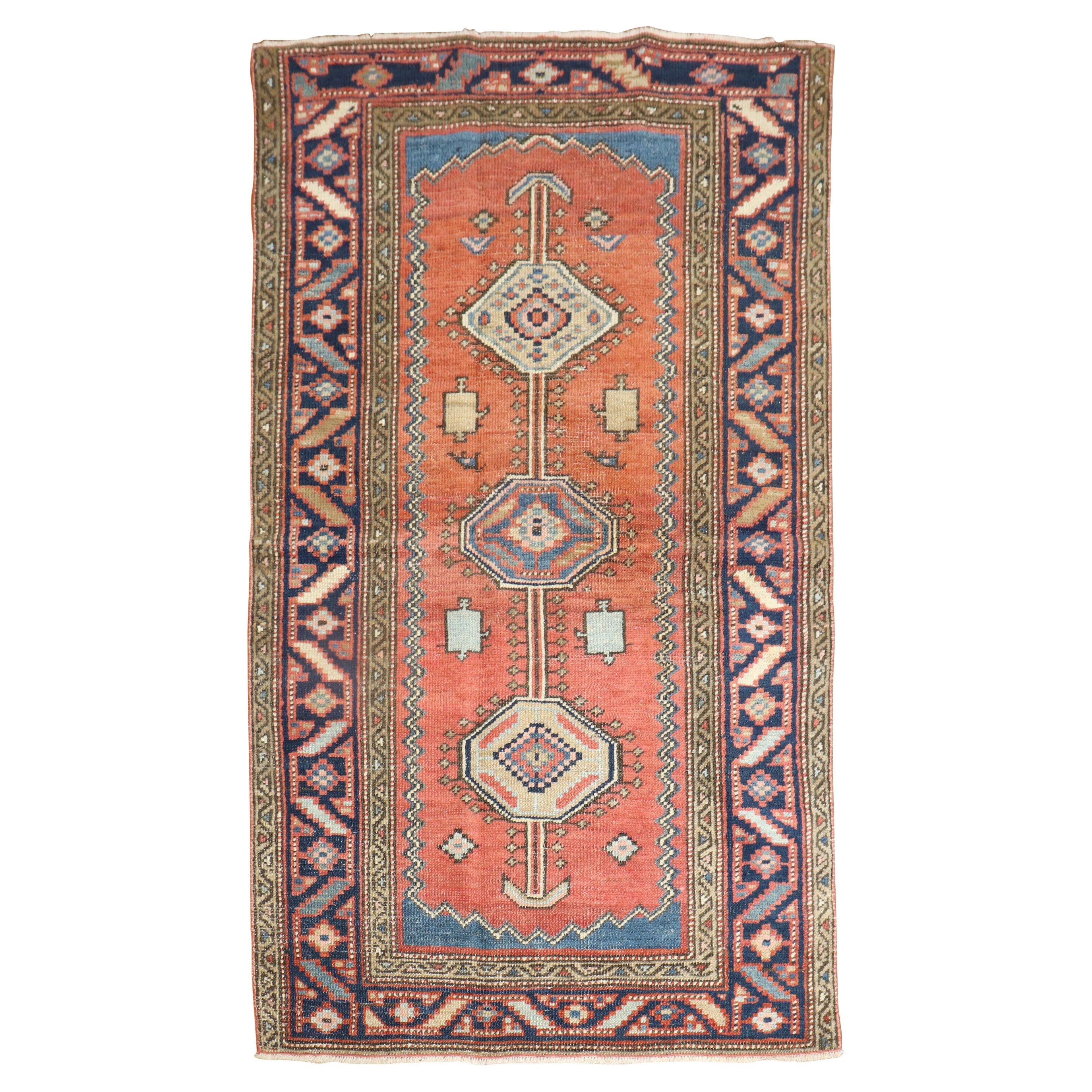 Colorful Scatter Size Antique Persian Heriz Rug For Sale at 1stDibs