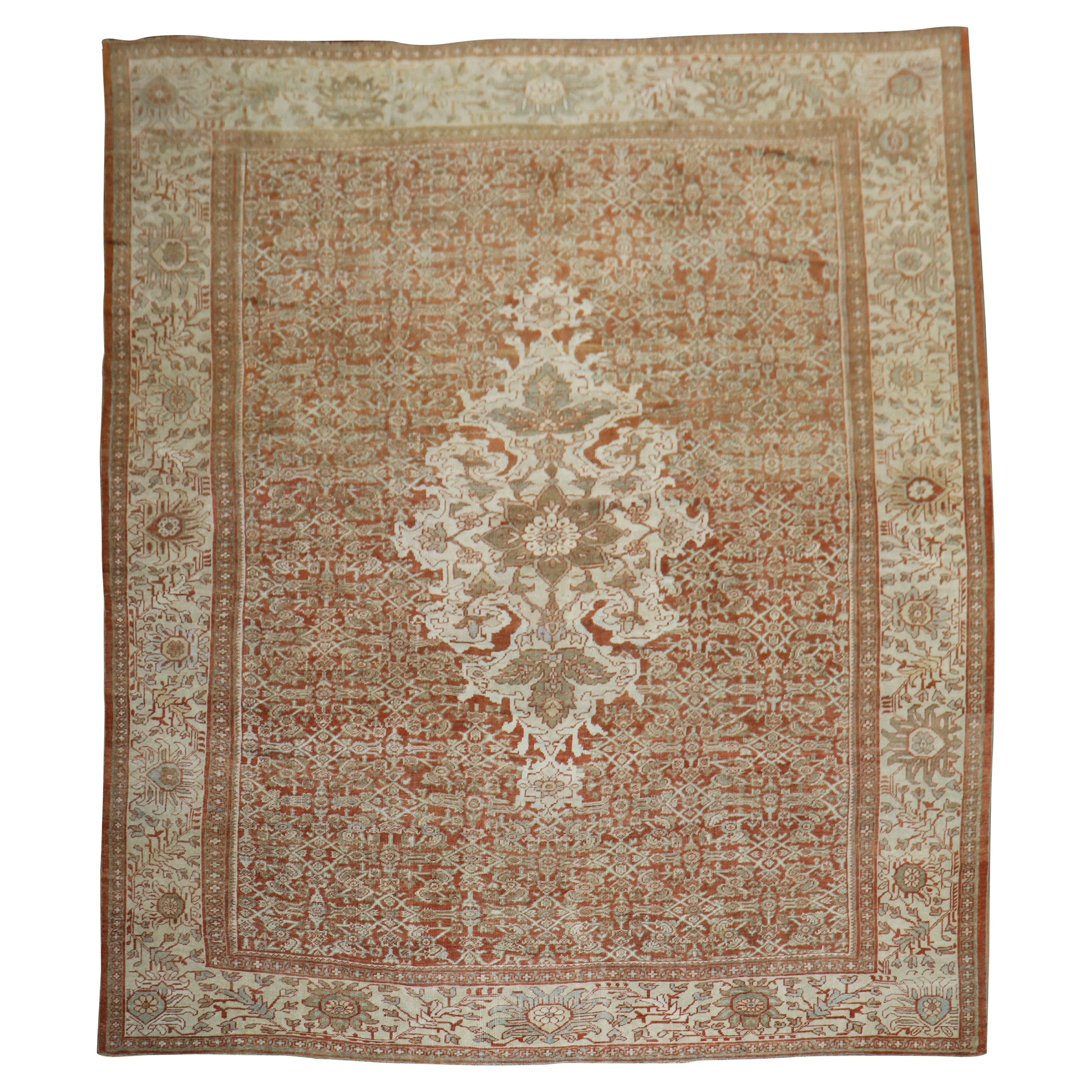 Oversize Square Antique Persian Mahal Sultanabad Rug