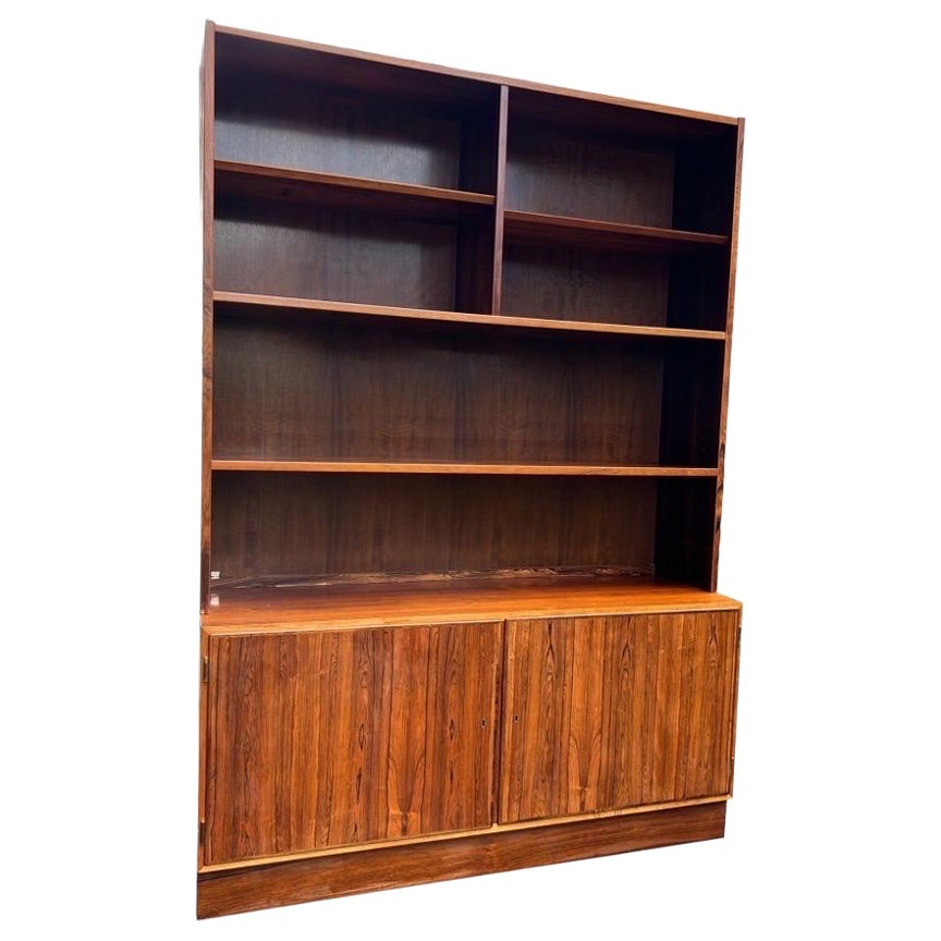 Vintage Mid Century Modern Danish Bookcase Shelf Cabinet by Hundevad with Key For Sale