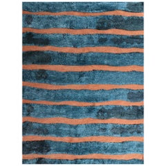 Eskayel, kühne Streifen, Isthmus-Teppich, Merinowolle/NZ Wolle Marokkanisches Flachgewebe