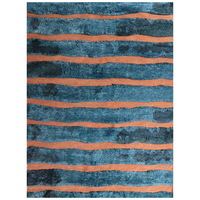 Eskayel, Bold Stripe, Isthmus Rug, Merino Wool/NZ Wool Moroccan Flatweave  For Sale at 1stDibs