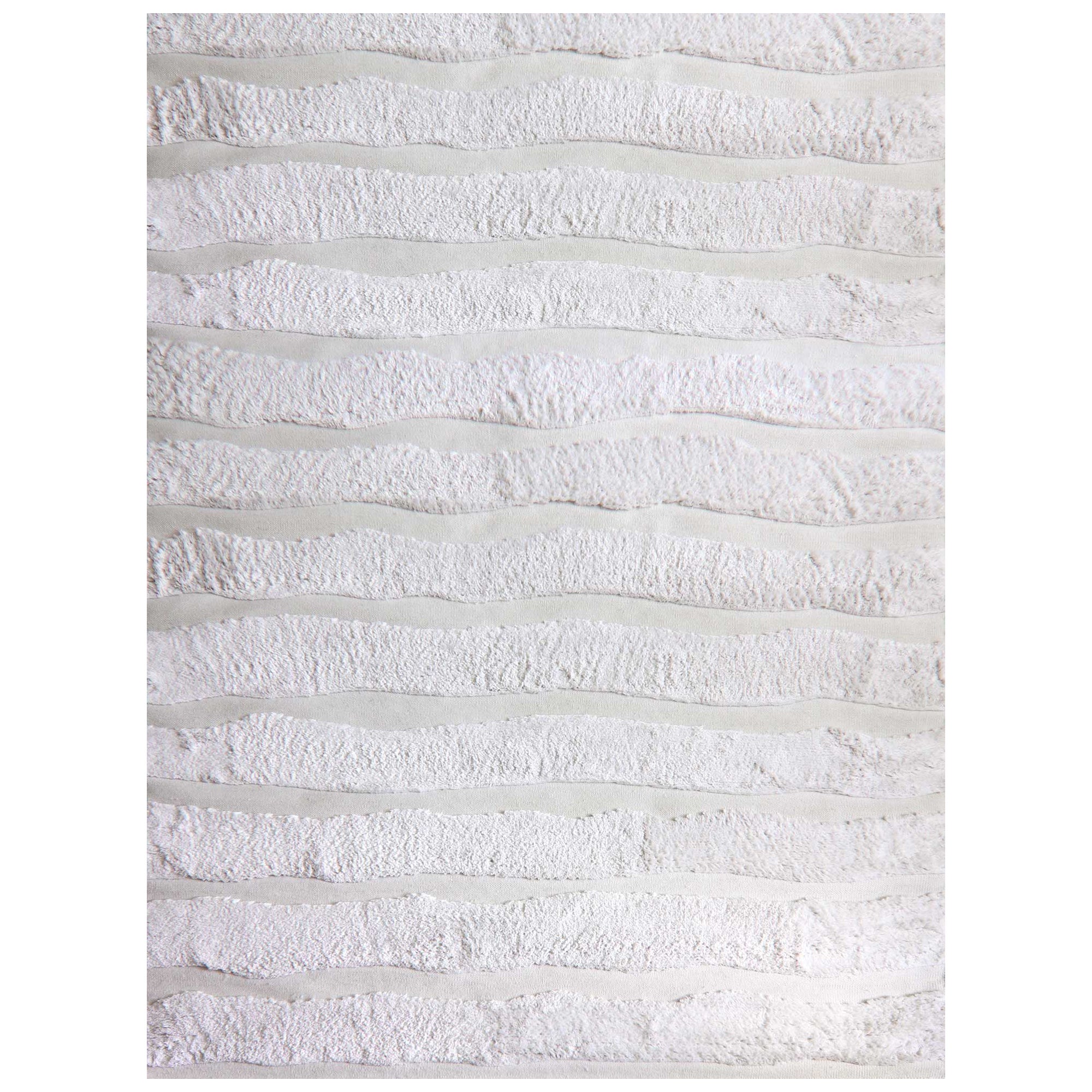 Lefko Weißer Lefko-Teppich mit kühnen Streifen, Merinowolle/NZ Wolle Marokkanische Flachgewebe im Angebot