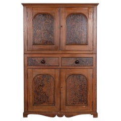19th C Scottish Grained Arched Pine Housekeepers Cupboard