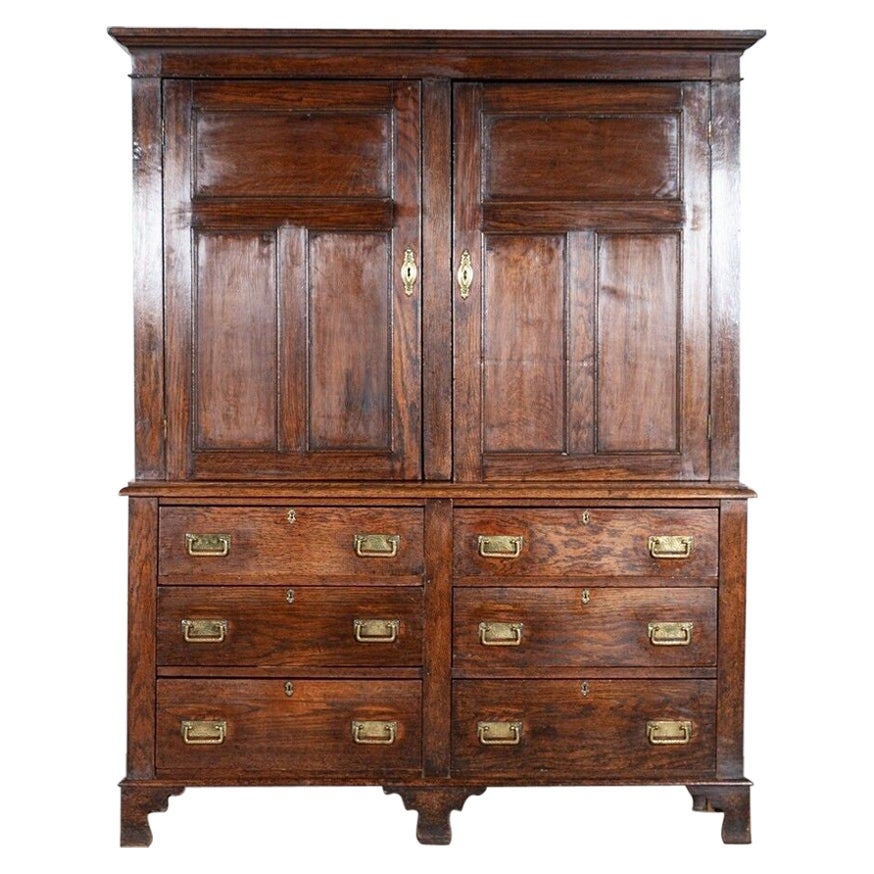 Large Georgian English Oak Housekeepers Cupboard For Sale