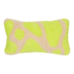 Neon Yellow and Cream Abstract Tufted Lumbar Pillow