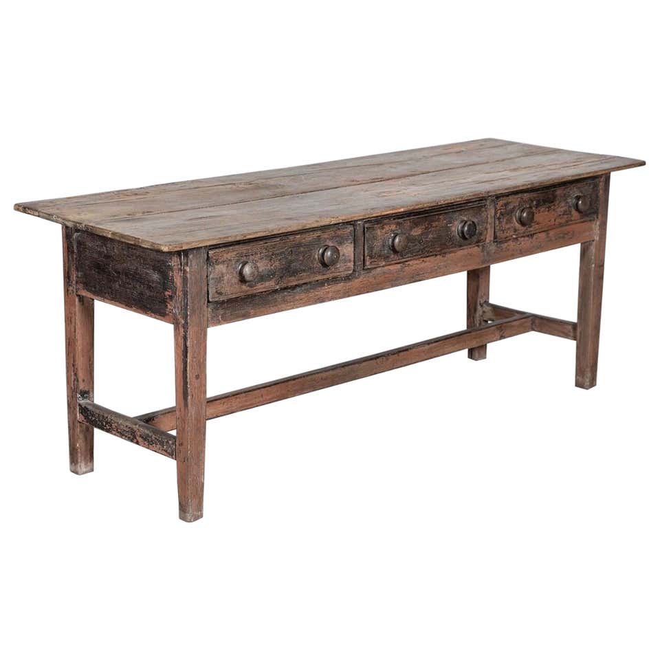 20th Century Pine and Sycamore Bakers Table Kitchen Island Table ...