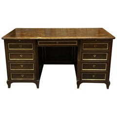 Used 20th Century French Directoire Style Mahogany and Brass Writing Desk from W & J