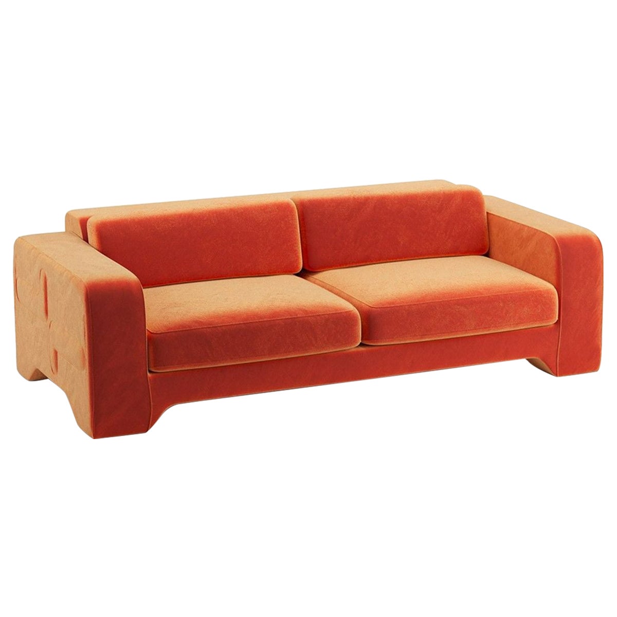 Popus Editions Giovanna 3 Seater-Sofa mit orangefarbener Verone-Samtpolsterung