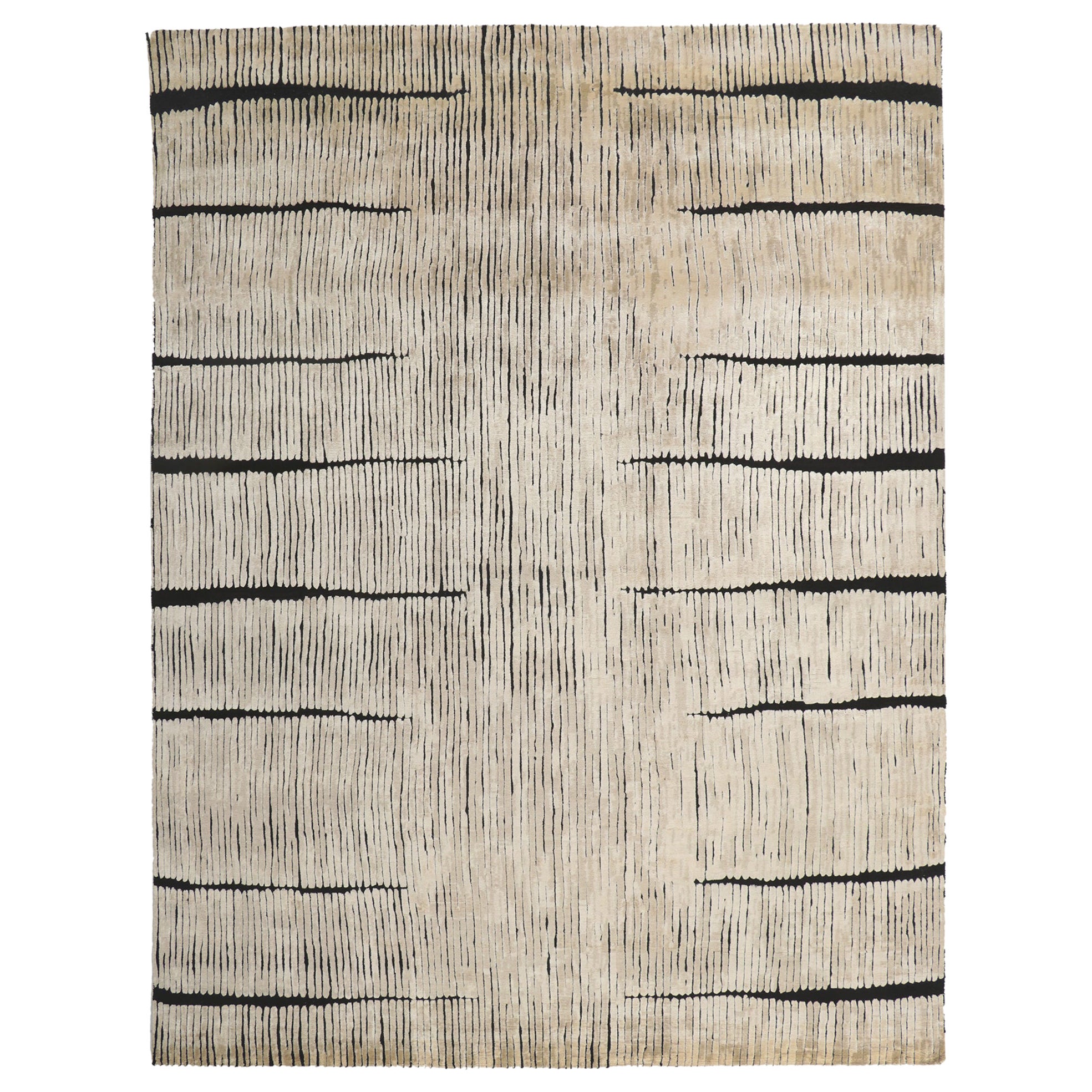 New Contemporary Abstract High-Low Textured Rug