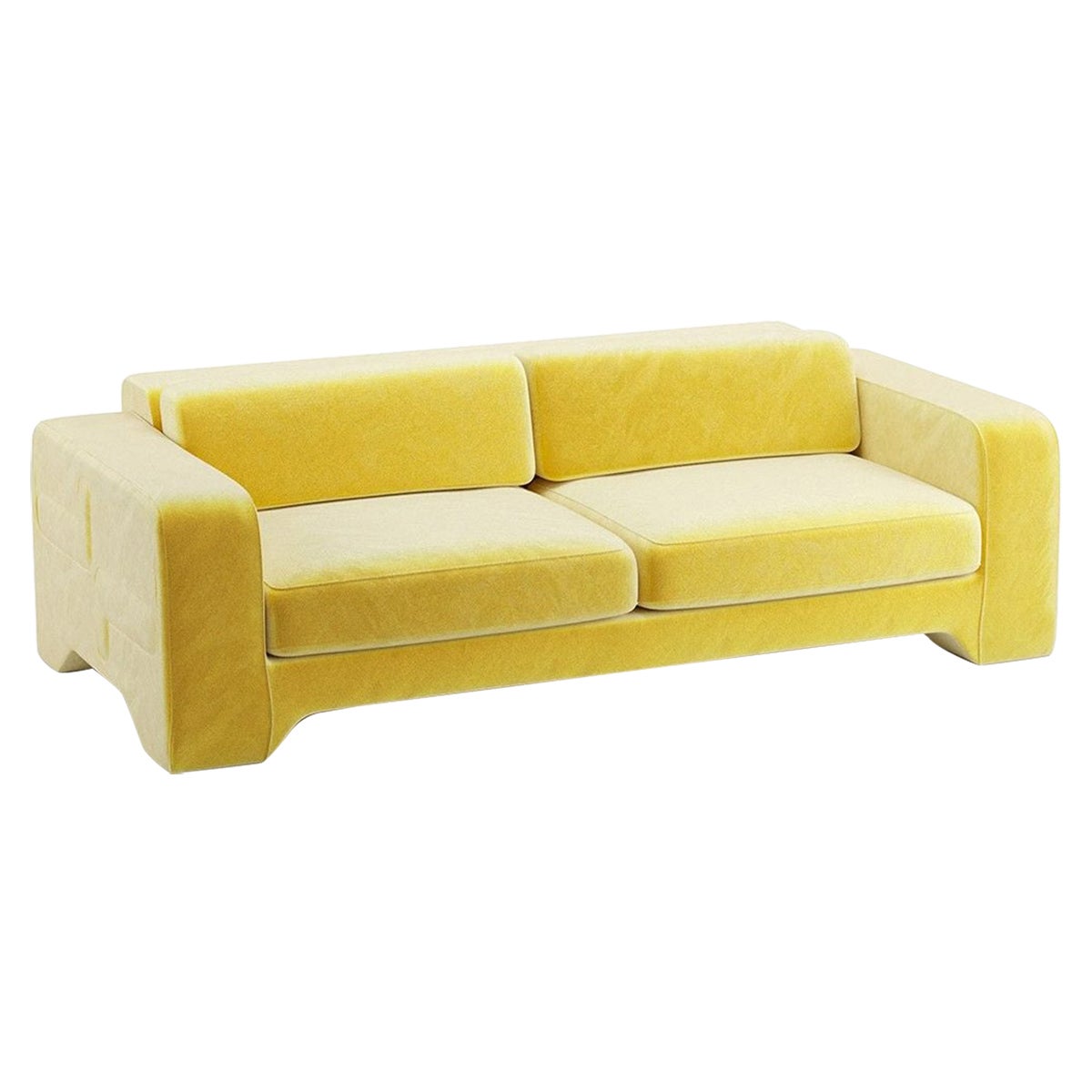 Popus Editions Giovanna 3 Seater Sofa in Yellow Como Velvet Upholstery For Sale