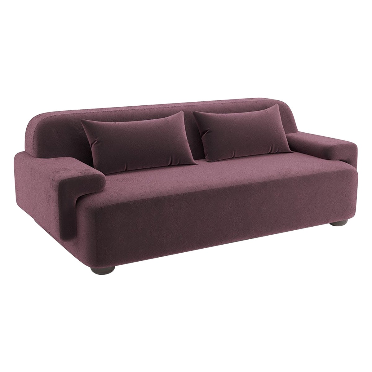 Popus Editions Lena 2.5 Seater Sofa in Bordeaux Como Velvet Upholstery For Sale