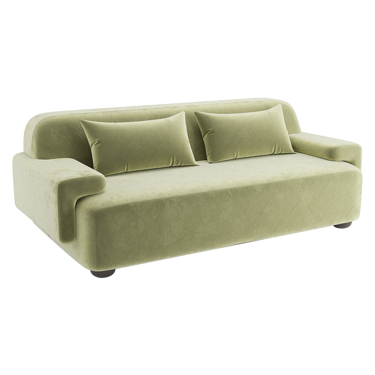 Popus Editions Lena 2.5 Seater Sofa in Almond Green Como Velvet Upholstery For Sale