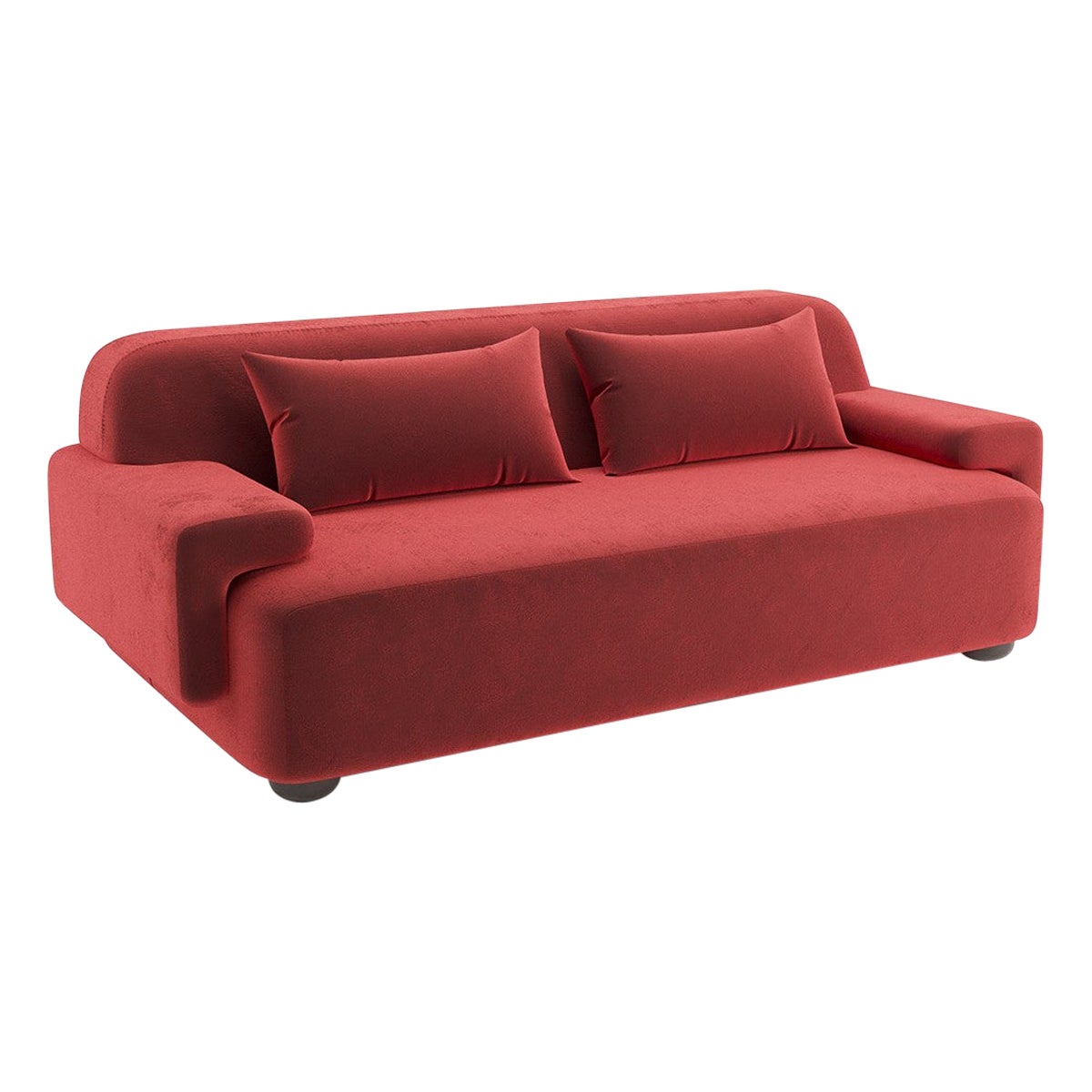 Popus Editions Lena 2.5-Sitzer Sofa in Zinnoberrot Como Samtpolsterung im Angebot