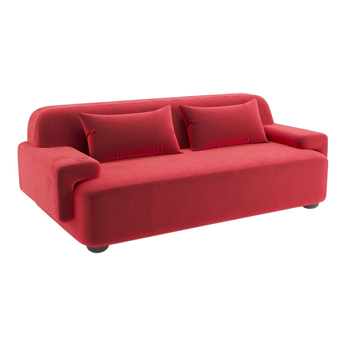 Popus Editions Lena 2.5 Seater Sofa in Orange-Red Como Velvet Upholstery For Sale