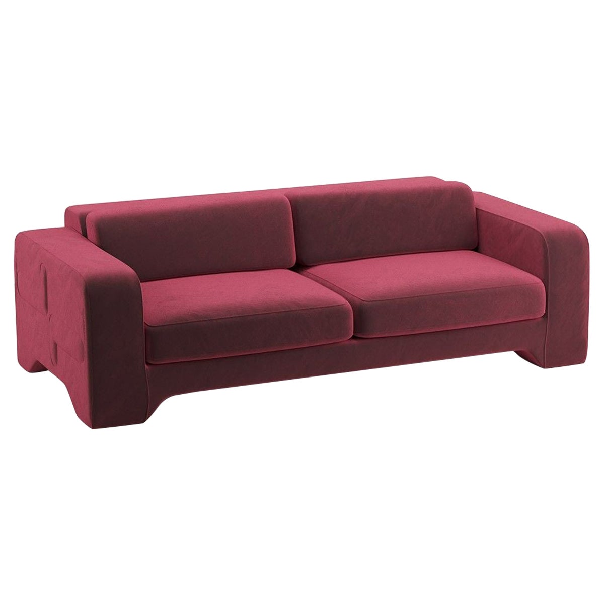 Popus Editions Giovanna 3 Seater Sofa in Red Como Velvet Upholstery For Sale