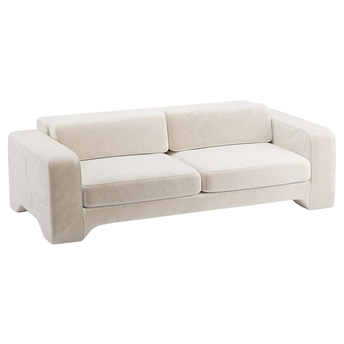 Popus Editions Giovanna 3 Seater Sofa in Egg Shell Off-White Como Velvet Fabric