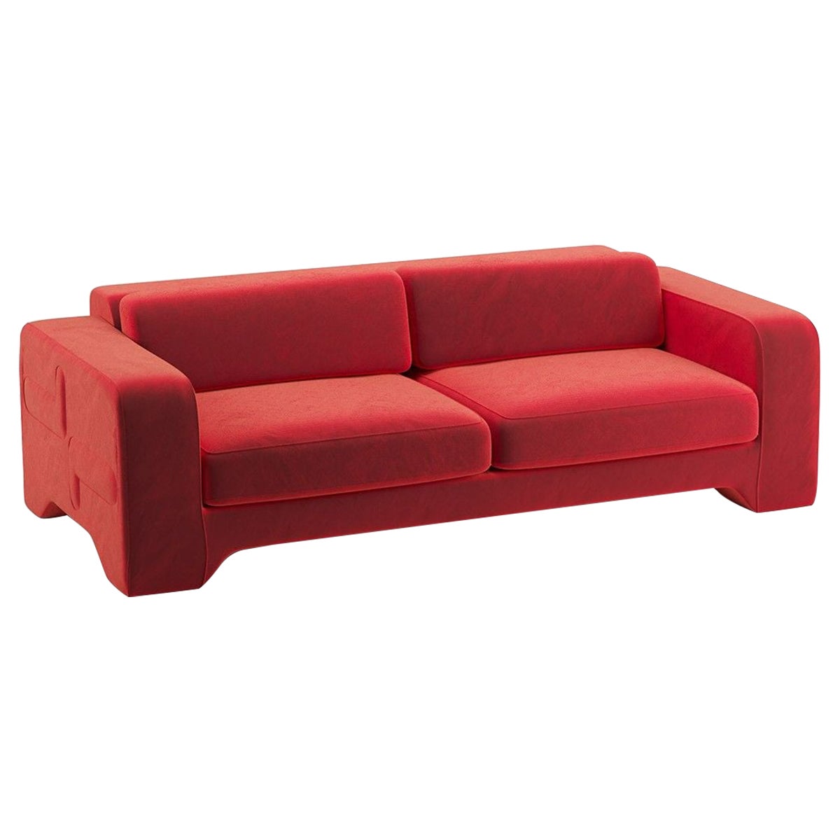 Popus Editions Giovanna 3 Seater Sofa in Orange-Red Como Velvet Upholstery For Sale