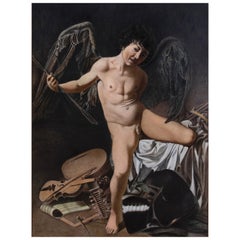 Vintage Modern Painting Caravaggio Follower Amor Vincit Omnia
