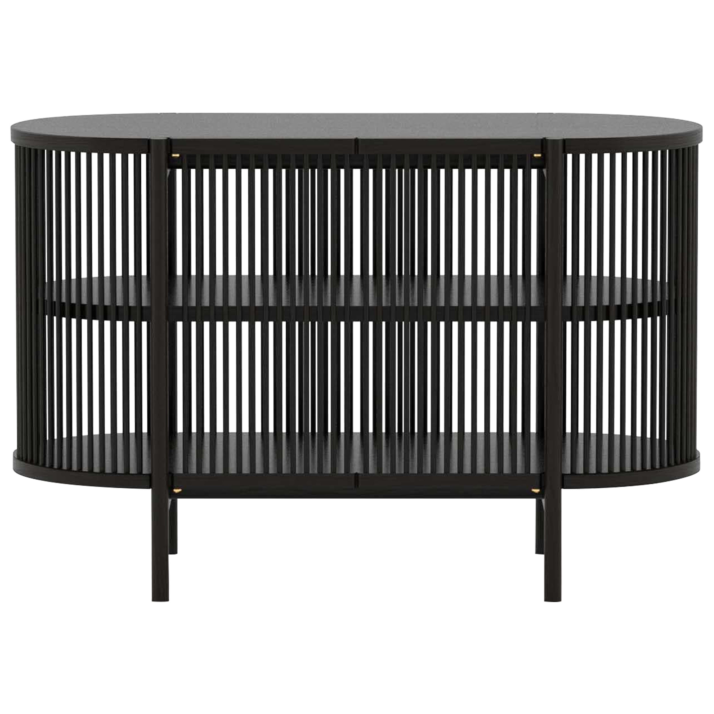 Enfilade moderne scandinave « Petit Bastone » en chêne noir, 120, version avec portes