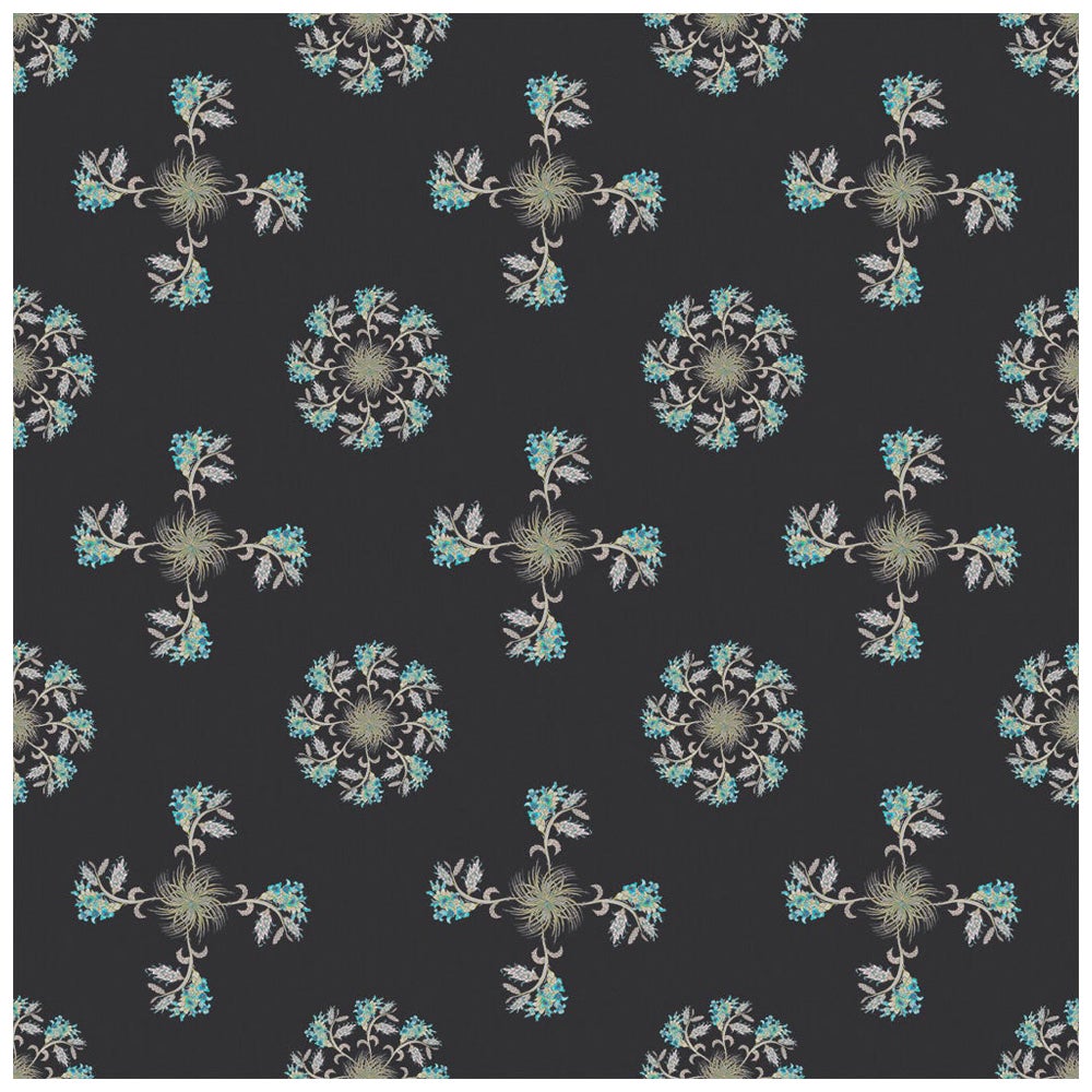 Atra Flower Wallpaper Geometric Botanical in Slate Uncoated For Sale