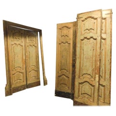 Set of 3 Carved and Lacquered Double Doors, 18th Century Italy