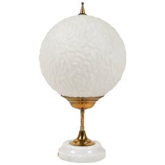 Table Lamp in Marble, Brass and Opaline Glass Stilnovo Style, Italy 1960s