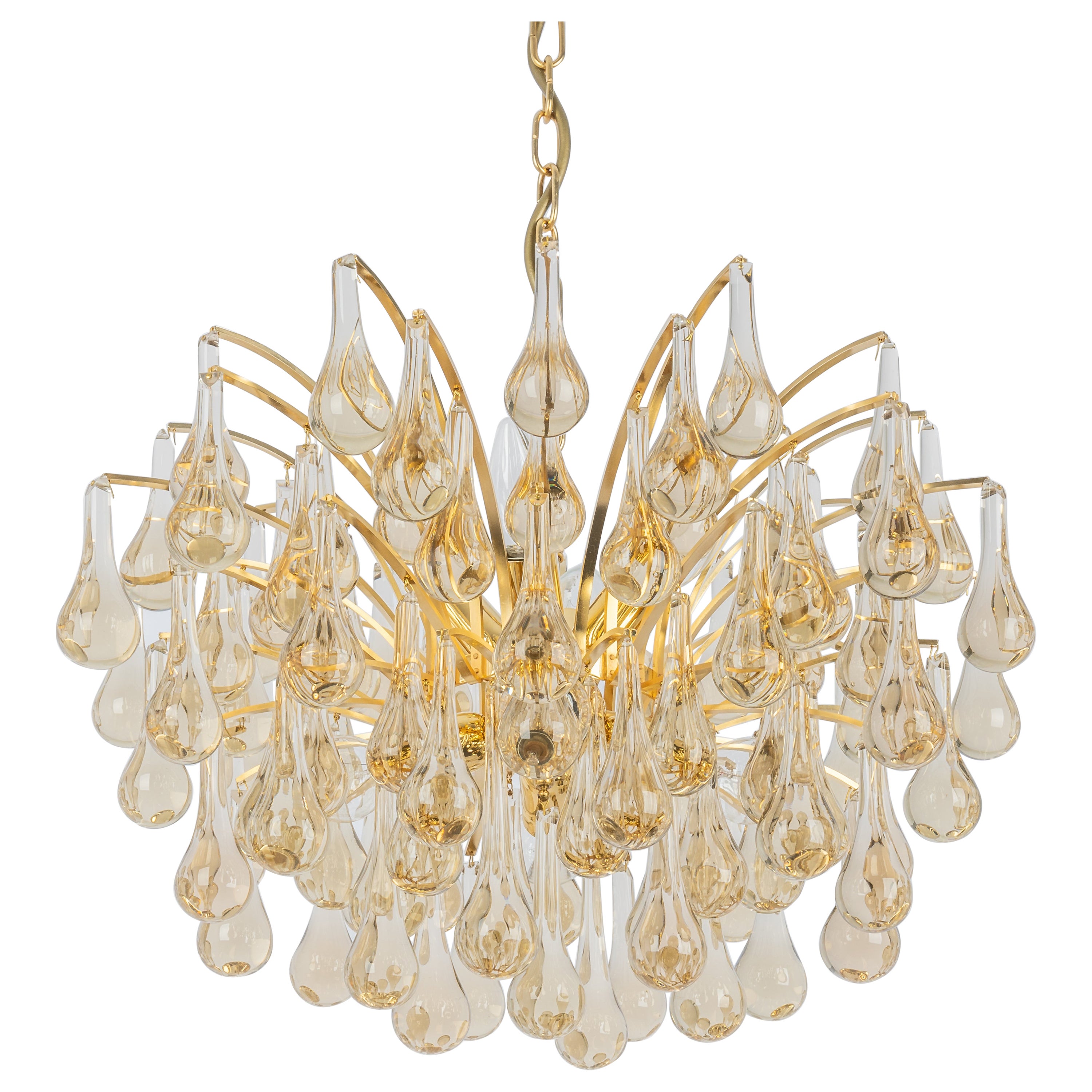 Large Murano Glass Tear Drop Chandelier, Christoph Palme, Germany, 1970s