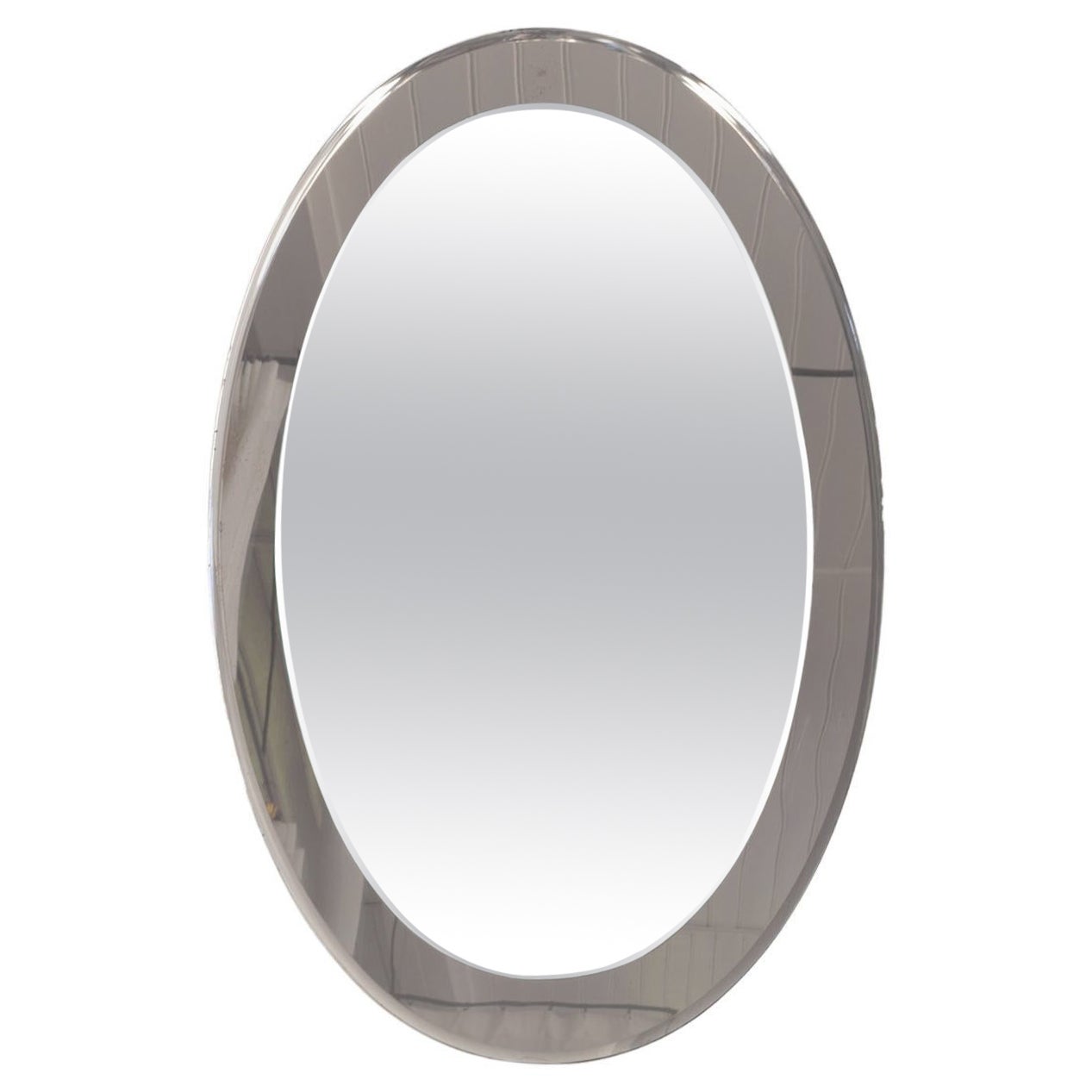 Oval Italian Twotone Mirror, Design: Antonio Lupi by Cristal Luxor, 1960s For Sale