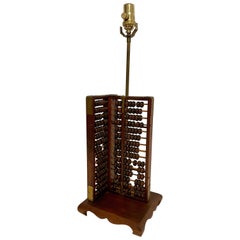 Mid Century Mahogany Abacus Lamp