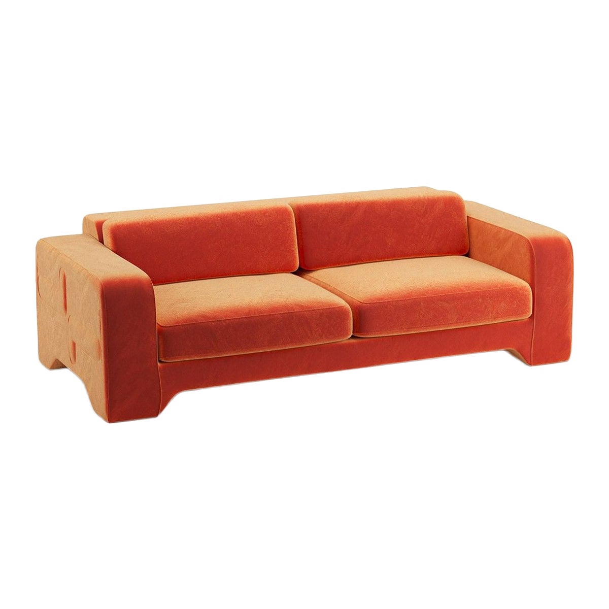 Popus Editions Giovanna 4 Seater Sofa in Orange Verone Velvet Upholstery