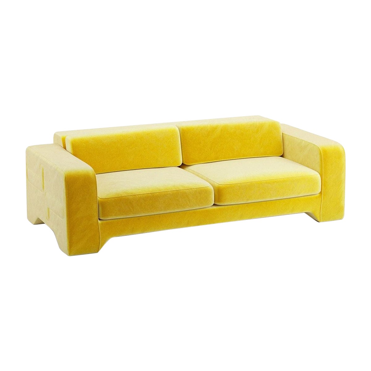 Popus Editions Giovanna 4 Seater Sofa in Yellow Verone Velvet Upholstery For Sale