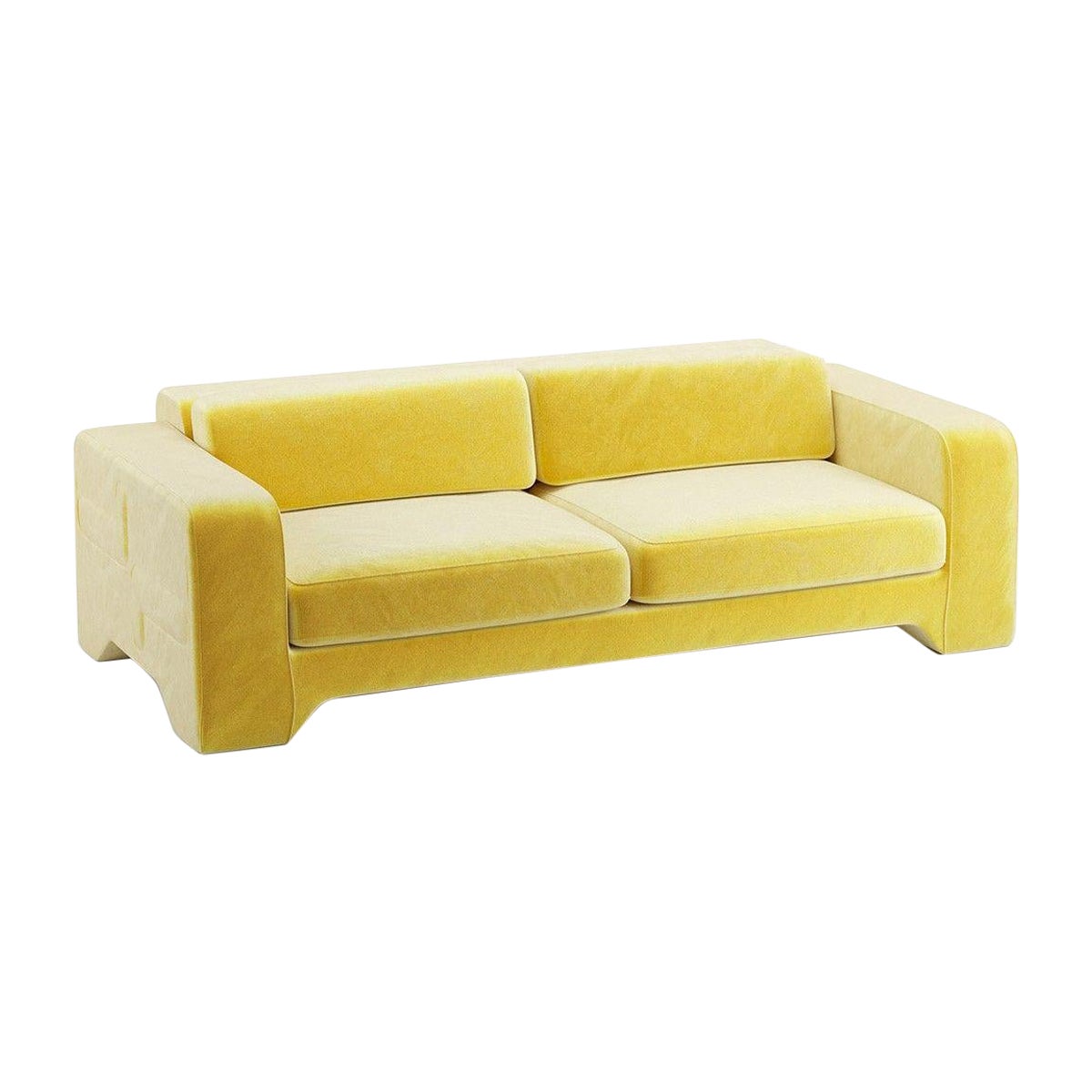 Popus Editions Giovanna 4 Seater Sofa in Yellow Como Velvet Upholstery For Sale