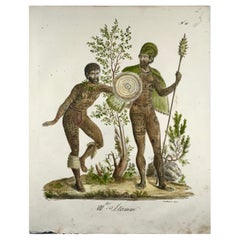 Polynesian Natives, Tattoos, Imperial Folio, Incunabula of Lithography