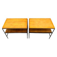 Midcentury Paul McCobb Pair of Planner Group End Side Tables #1574 Maple Iron