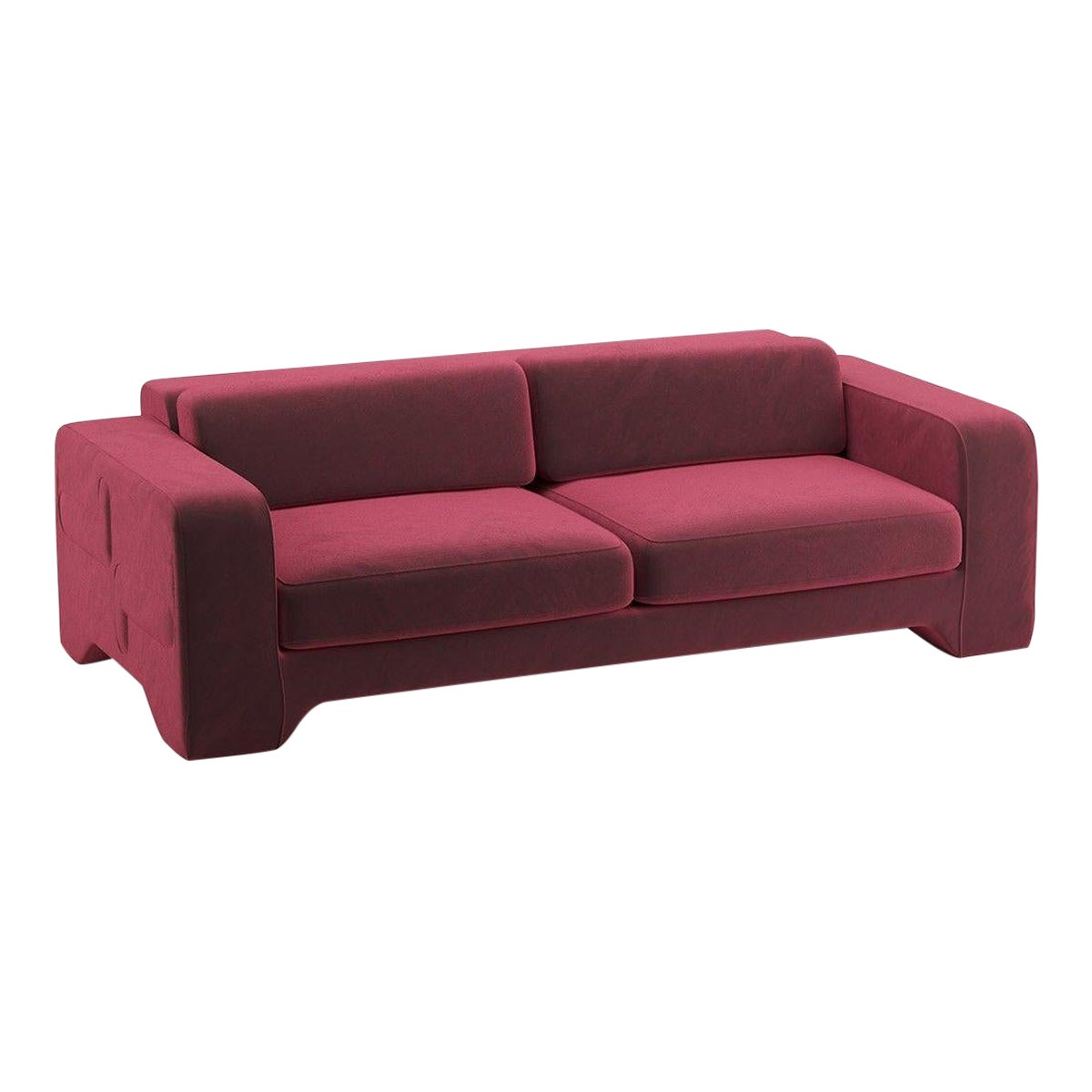 Popus Editions Giovanna 4 Seater Sofa in Red Como Velvet Upholstery For Sale